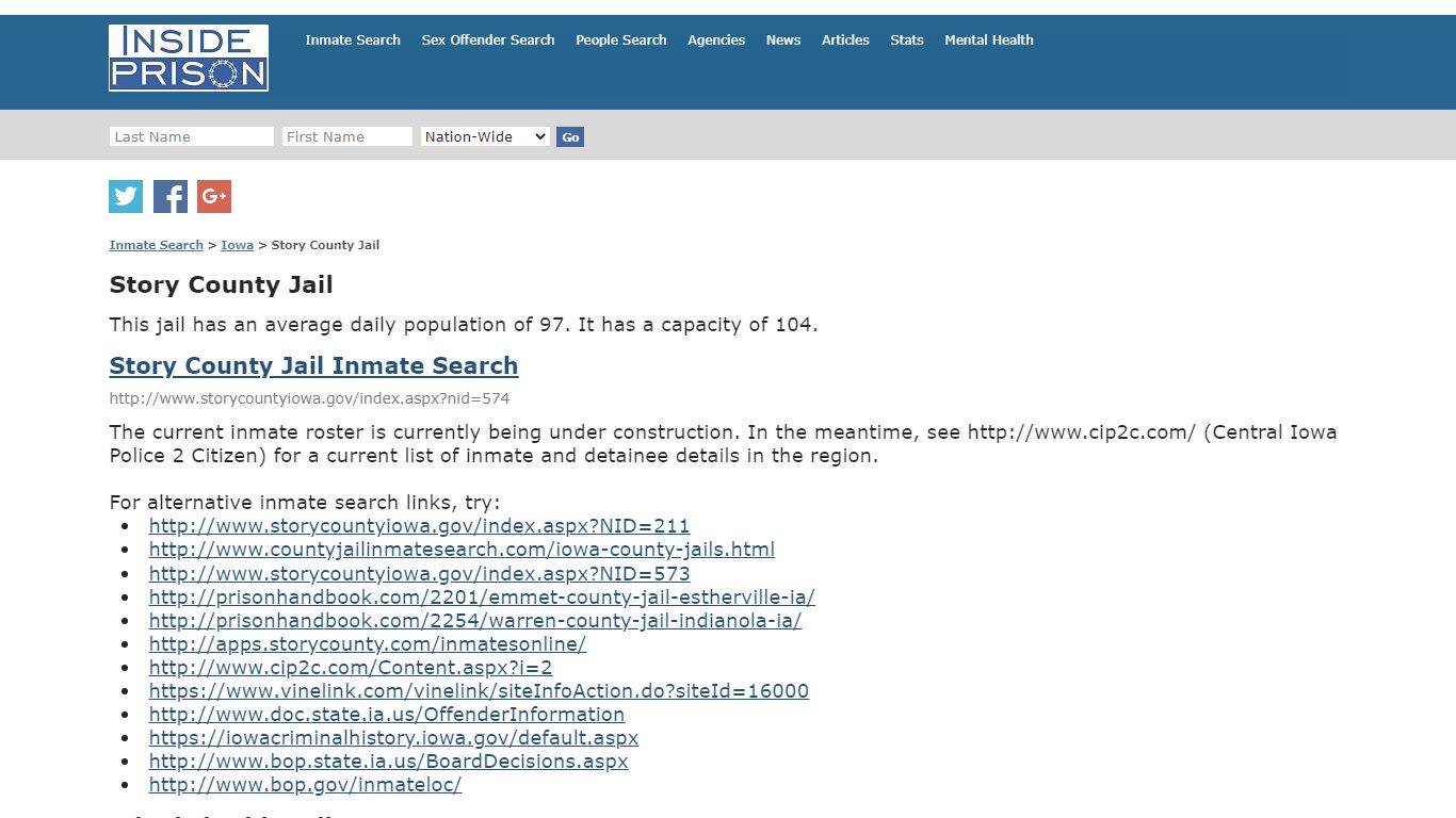 Story County Jail - Iowa - Inmate Search - Inside Prison